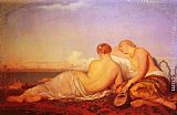 Antoine Paintings - Les Deux Odalisques Contemplant Le Bosphore by Antoine Auguste Ernest Hebert